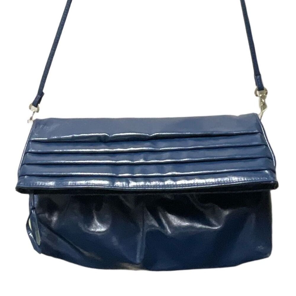 Vintage Valerie Barad blue leather crossbody handbag.